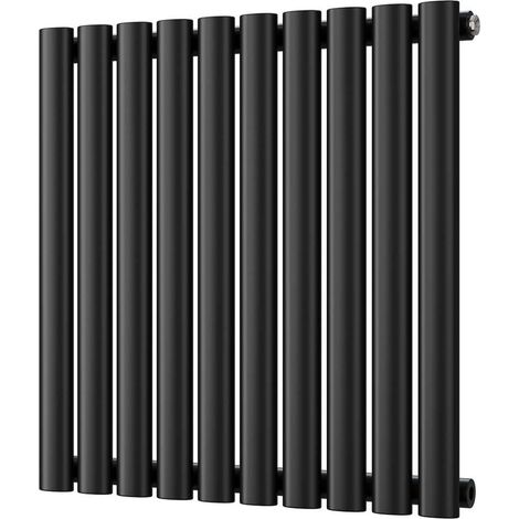 Omeara - Black Horizontal Radiator H600mm x W580mm Single Panel (1/3)