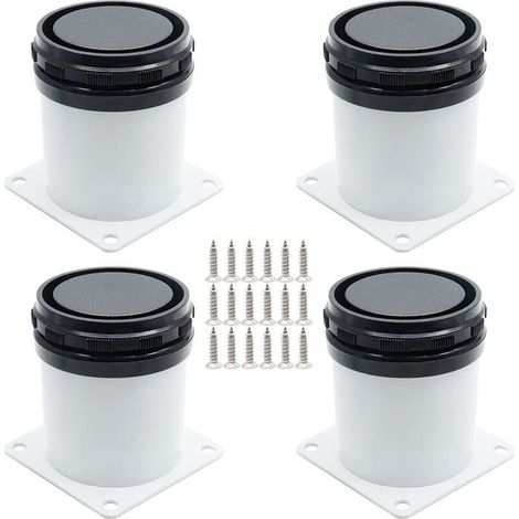 Lot de 4 pieds de meuble réglables – Hauteur 5 cm – Acier inoxydable, charge 15 kg par pied – Blanc (1/4)