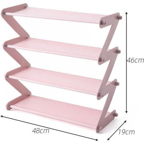 Meuble à chaussures,1 pièces Tier en forme de Z chaussures support étagère organisateur porte amovible multi-couche - Type pink (1/4)