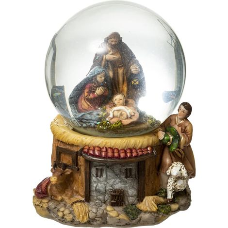 Crèche de Noël Boule à Neige Jésus Marie Joseph H 18 cm - Feeric Christmas