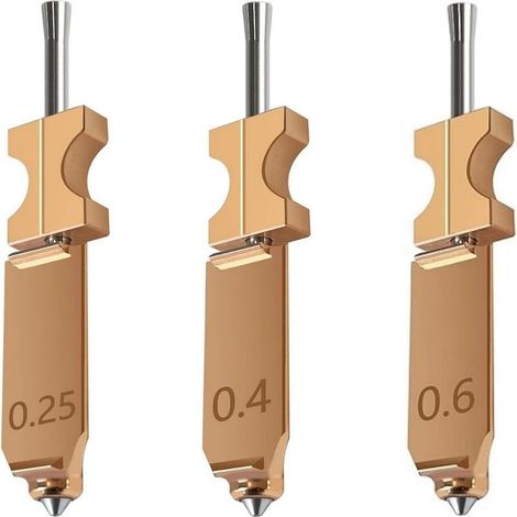 Kit de mise à niveau de buse Hotend (3 pièces) pour AD5X — Quick — Buses haute température (0,25 mm, 0,4 mm, 0,6 mm) pour PLA, ABS, PETG, TPU (1/5)