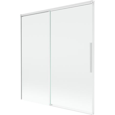 Mexen Rox Badewannen-Faltwand, 2-flügelig, verschiebbar, 150 x 150 cm, transparent, weiß - 8C9-150-001-20-00