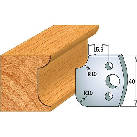 690.175 PAIRE DE COUTEAUX SP 40x4mm AVEC RAYONS CONCAVE-CONVEXES R10mm
