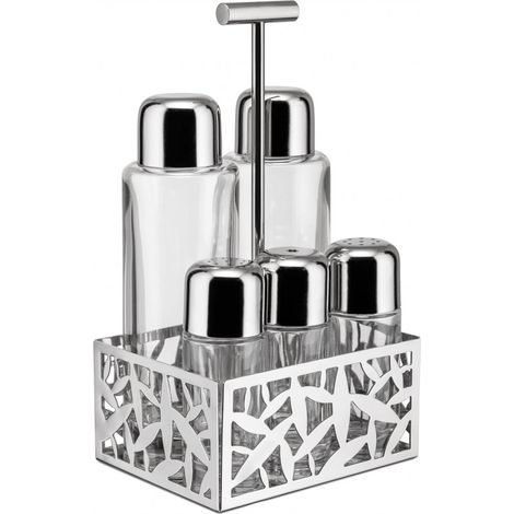 alessi Cactus service à condiments argenté transparent
