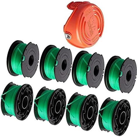 Confezione da 6 bobine di filo singolo da 20 piedi (0,080") per decespugliatore Black and Decker SF-080 GH3000 LST540 GH3000R, tappo 90583594 (8 fili, 1 tappo). (1/5)