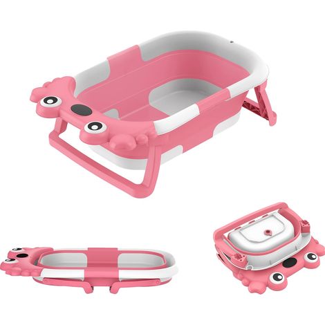 Bañera para bebé, monitor de temperatura, diseño plegable, forma de cangrejo rosa (pf) (1/2)