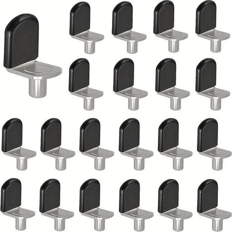 30 Stück L-förmige Regalstützstifte – 6 mm Metall-Schrankclips für Glasregale, Möbel, Schränke, Bücherregale – vernickeltes Silber - Crezuo (1/4)