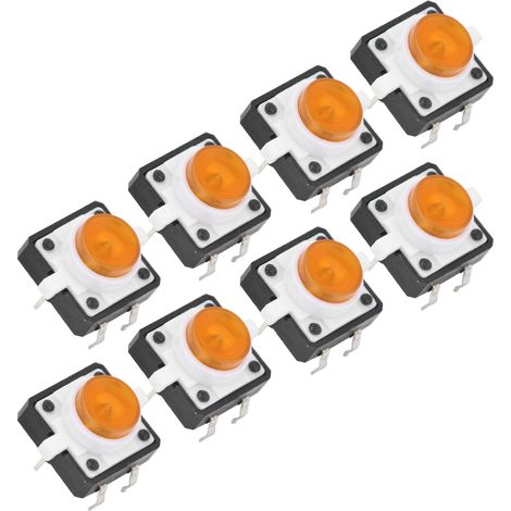 20 interrupteurs à bouton-poussoir tactiles LED 12x12x7,3 mm (interrupteur à bouton-poussoir tactile instantané, jaune) (1/5)