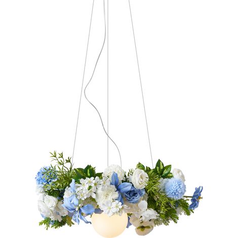 QAZQA Lampada da soffitto flower power - Bohemien - Vetro,Metallo - Blu/Bianco/Nero - Tondo Max. 1 x Watt