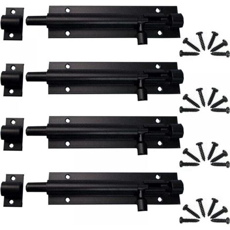 (Noir 11.3cm) Boulon à Glissière 4 Pièces Loquet de Portail Exterieur, Loquet Porte, Verrou à pêne à glissière, Targette en Acier Pour PorteJardin, Porte de Salle de Bain, Porte en Bois (1/5)