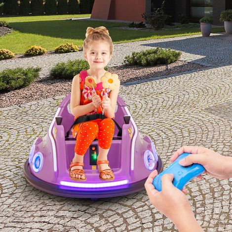 Auto-tamponneuse Électrique 12 V avec rotation à 360° Télécommande Lumières Musique intégrée Connexion sans Fil pour 3-8 Ans Violet CW3930 Maison Chic (1/3)