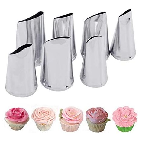 Douille À Décorer Gâteau - Set De 7 Pièces En Acier Inoxydable - Pour Crème, Glacage, Pâte À Sucre Et Roses - Usage Pâtisserie Maison Ou Professionnel (1/5)