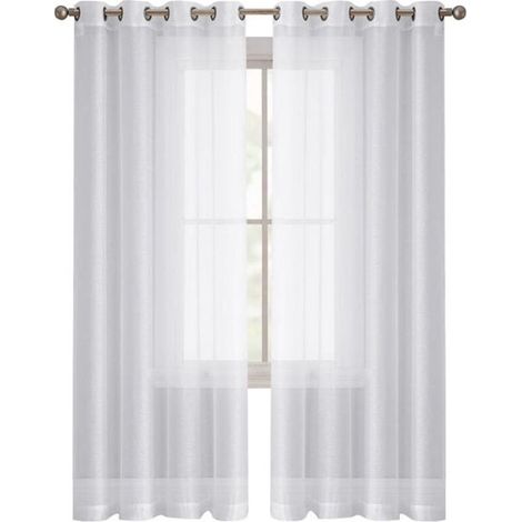 Rideaux voilage légers 140x260 cm – Ensemble de 2 pièces en polyester blanc – Respirants et occultants pour salon et chambre (1/5)