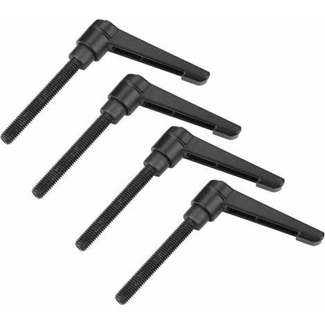 Accesorios y consumibles para herramientas eléctricas: 4 manivelas de sujeción, rosca macho M6, acero inoxidable, mangos ajustables, color negro (40 mm). (1/5)