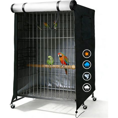 Housse de protection imperméable pour cage à oiseaux - Couverture universelle anti-poussière et coupe-vent pour volière (1/5)