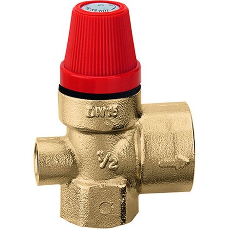 Soupapes de sécurité à membrane 1/2", pour chauffage, avec raccord pour manomètre 1/2" x 3/4" 2,5 bar (1/3)