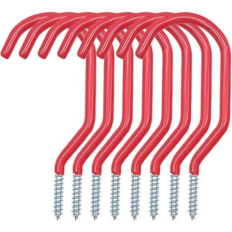 Set mit 8 Wand-Fahrradhaken, Decken-Fahrradständern, Metall-Aufbewahrungshaken für Garage, Fahrräder, Elektrowerkzeuge und Gartenschläuche (Rot)