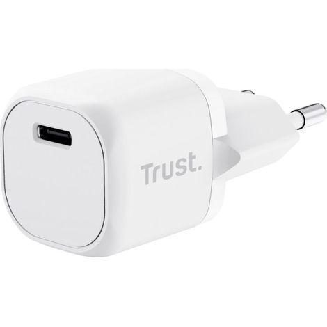 CARGADOR DE PARED TRUST 25205 USB-C 20W COMPATIBLE PD Y PPS 3A COLOR BLANCO