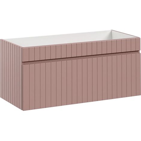 Mobile sotto lavabo sospeso scanalato 100 cm Rosa - SATARA (1/4)