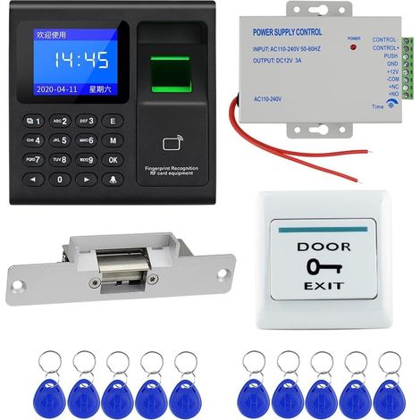 Kit de système de contrôle d'accès RFID, prend en charge la clé USB TCP/IP, équipé d'un lecteur de carte à clavier, d'un corps de verrouillage, d'une alimentation, d'un bouton d'ouverture de porte et (1/5)