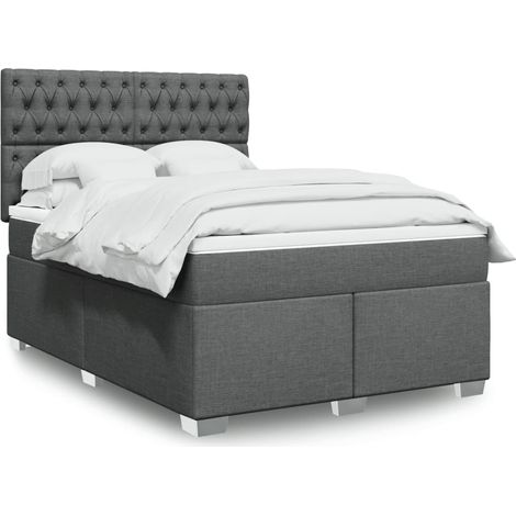 Boxspringbett mit Matratze Dunkelgrau 140x200 cm Stoff (1/5)