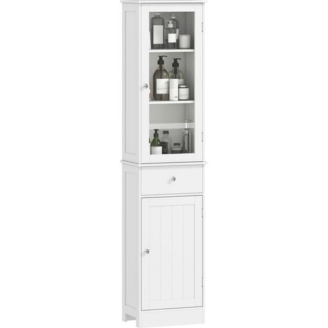 Meuble Colonne de Salle de Bain Placard Porte Acrylique Blanc (1/5)