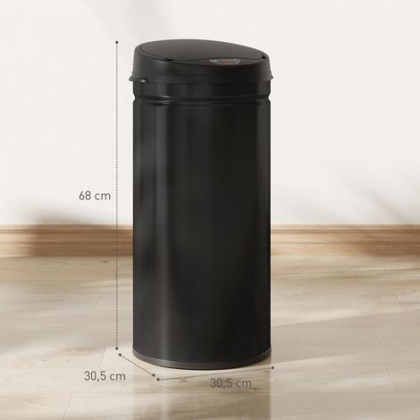 Poubelle de 42 litres à capteur et fermeture amortie, en acier inoxydable sans contact, pour une cuisine hygiénique. (1/5)