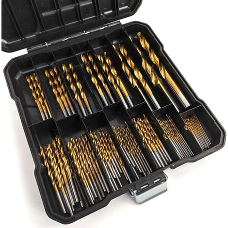 Coffret 99 forets hélicoïdaux - Métal revêtu titane - Ø1.5-10mm - Pour bois et plastique - Professionnel
