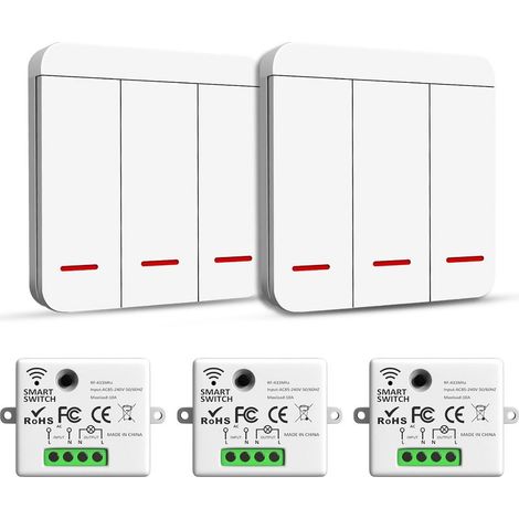 Interrupteur sans fil 2200W/10A – Émetteur radio 433MHz – Contrôle à distance jusqu'à 50m – Installation sans câblage (1/5)