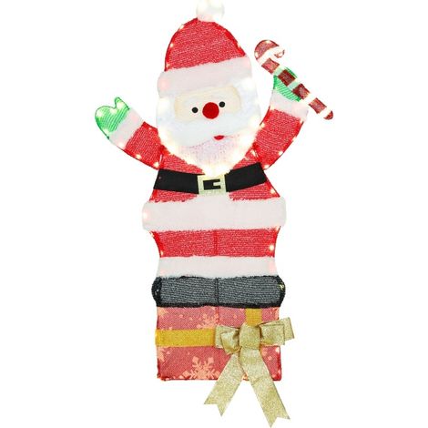 Décoration de Noël lumineuse Père Noël 93 cm LED blanc chaud, cadre en acier, pour extérieur (1/5)