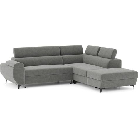 Canapé d'angle gauche convertible - 3 places - JAVA - Tissu Anthracite - Tetieres et coffre - 262 x 235 x 96 cm - CONFORTEAM (1/5)