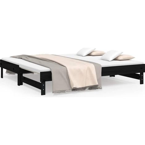 Maison Exclusive - Lit coulissant sans matelas noir 2x(90x190) cm (1/5)