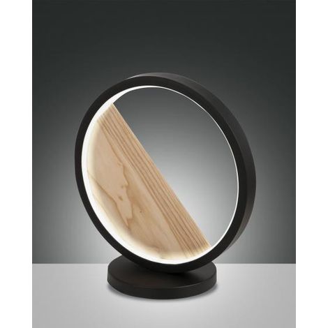 Suspension Led Pierre 29 W Ø 400 Mm, Structure En Métal Noir Et Bois, Lumière Chaude 3000 K, Intensité Réglable, Design Moderne Et Raffiné.