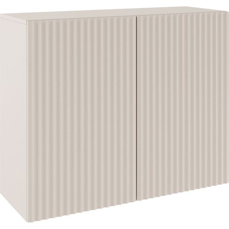 Selsey Sunds – Aparador con frentes de lamas estriadas, 2 puertas, beige cachemira, 100 cm