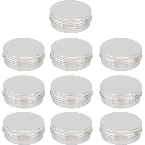 10 pots ronds en aluminium avec bouchon à vis, lot de 10, récipients portables pour baume à lèvres, crème, thé (1/5)