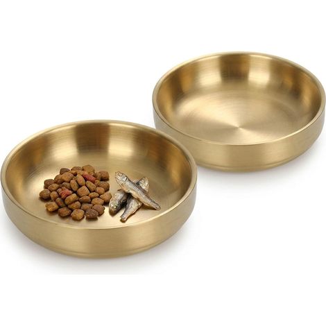 2er-Pack Katzennäpfe gegen Schnurrhaarermüdung, flache Edelstahl-Futter- und Wassernäpfe für Katzen, breite Näpfe für Wohnungskatzen und kleine Hunde, spülmaschinenfest (1/5)
