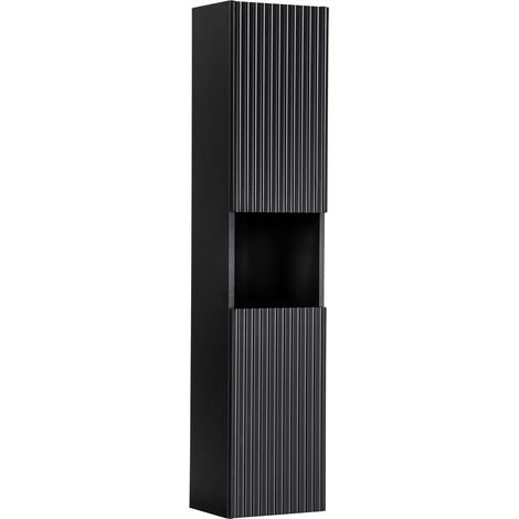 Meuble colonne de salle de bain à suspendre NOVA noir 30 X 140 cm (1/5)