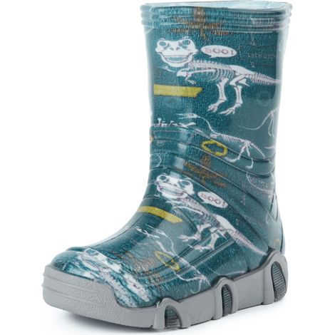Ladeheid Kinder Mädchen Jungen Gummistiefel SwkBW (Dunkelblau Dinosaurier, 33/34 EU)