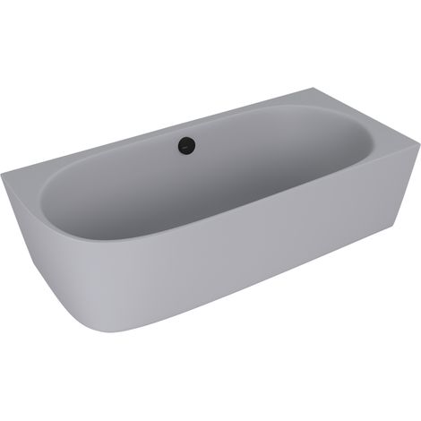 SUSSI R baignoire sur pied d'angle, marbre coulé 160x70x49,5cm, gris mat (1/2)