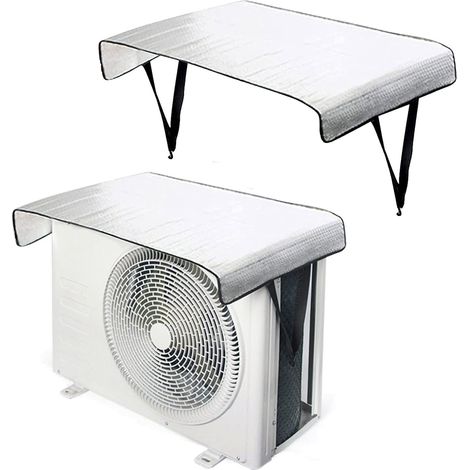 CSPARKV - 2 fundas para aire acondicionado de exterior, impermeables, de aluminio universal, anti-UV, anti-nieve, para unidad exterior de aire acondicionado, 95 x 46 cm (1/5)