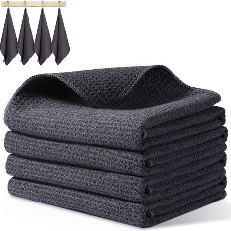 Torchons cuisine microfibre extra épais 42x70 cm lot de 4 gris