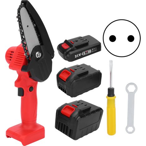 Tronçonneuse électrique sans fil 21V Lithium-ion, jardinage bûcheronnage bois, scie à chaîne rouge AC100‑240V prise UE (1/5)