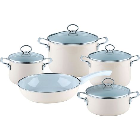 Riess Topfset 5-teilig Avorio Emaille