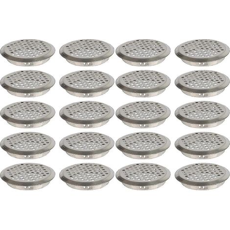 20 grilles d'aération rondes argentées, en acier inoxydable argenté. (1/5)