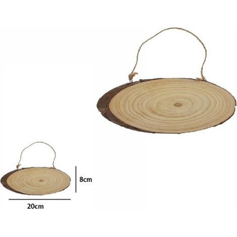 TrAdE Shop Traesio - Disco Legno Naturale Base Tronco Decorativa Ornamento Da Appendere 20x8 Cm 72102 -