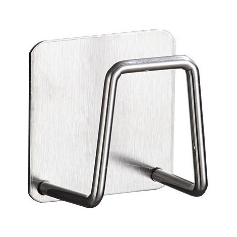 Support éponge évier cuisine en acier inoxydable, adhésif, pour éponges, brosses, couvercles de marmite et torchons, 4 pièces, argent (1/4)