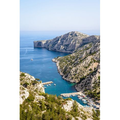 Tableau sur toile calanque de Morgiou vue de haut 30x45 cm - Impression sur Toile Murale Décorative - Image imprimée en HD sur Toile - Toile sur Châssis en Bois FSC - Fabriqué en France (1/4)