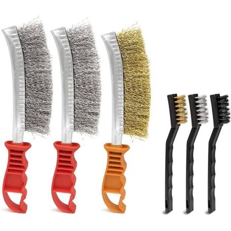 brosse metallique brosse laiton 6 PCS brosse inox brosse fer perceuse brosse fer pour nettoyer four, Évier, travail du métal, (1/4)