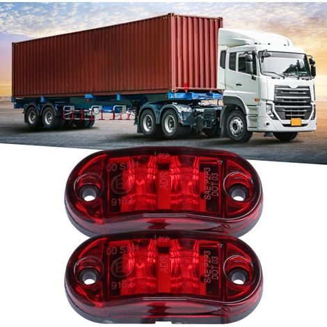 Feu de gabarit latéral 2 LED 10-30V haute luminosité pour voitures, camions, remorques et camping-cars - Rouge (1/5)