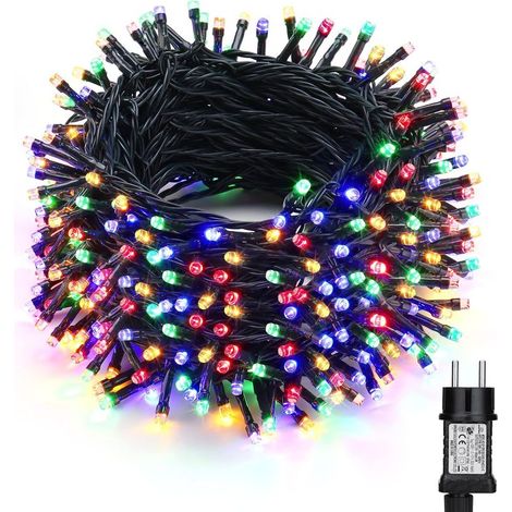 Guirnalda de luces navideñas coloridas para exteriores, BrizLabs, 30 m, 300 luces LED para árbol de Navidad, 8 modos, luces de hadas impermeables para uso en interiores, cumpleaños, dormitorio, jardín (1/5)